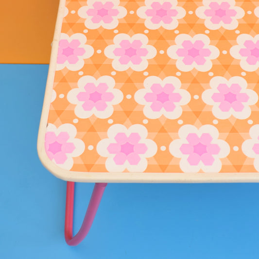 Vintage 1960s Folding Low Table - Flower Power - Pink
