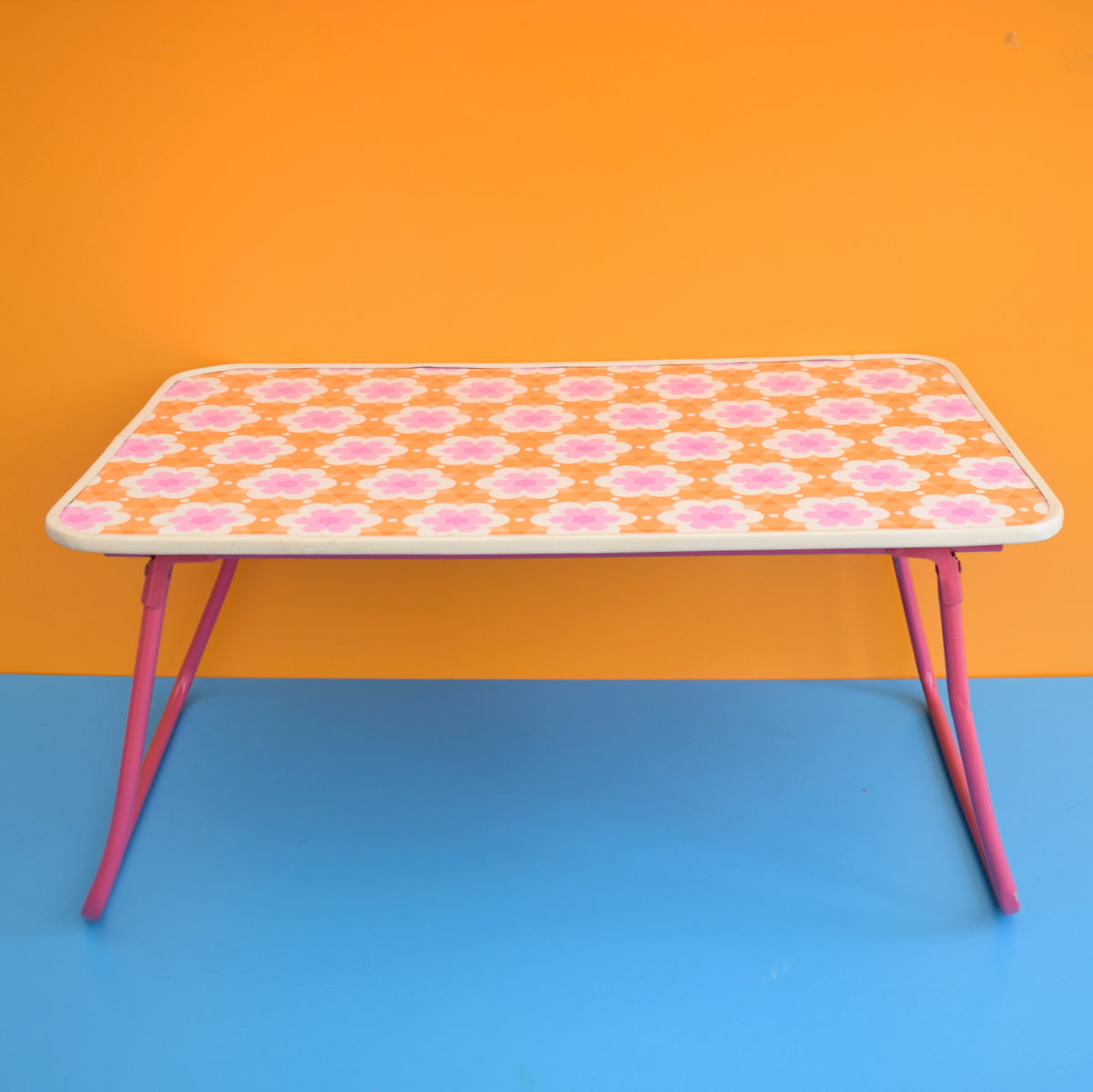 Vintage 1960s Folding Low Table - Flower Power - Pink