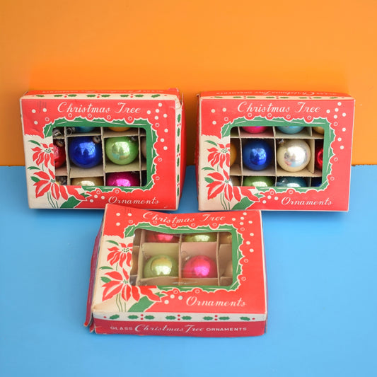 Vintage 1970s Glass Christmas Baubles - Small .