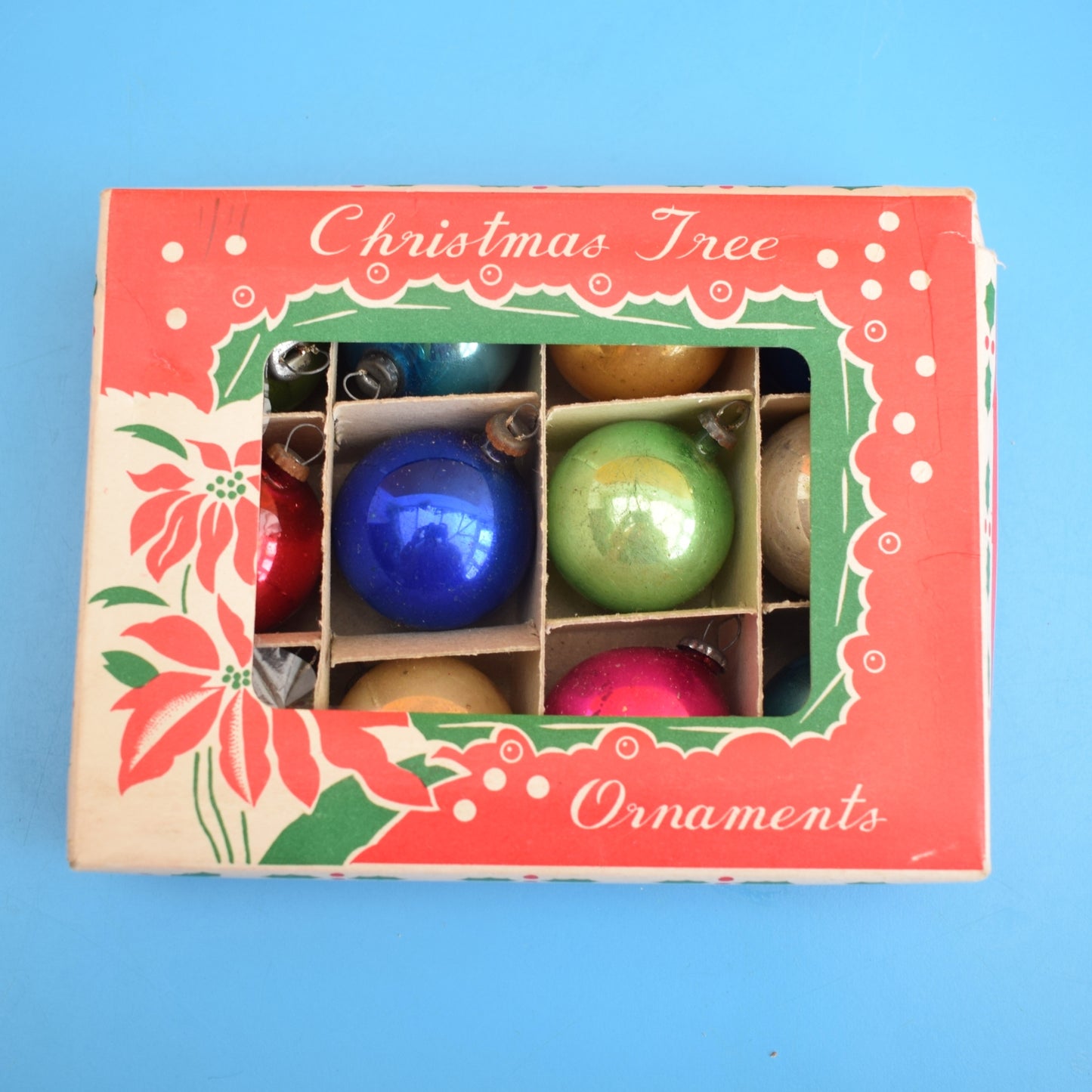Vintage 1970s Glass Christmas Baubles - Small .