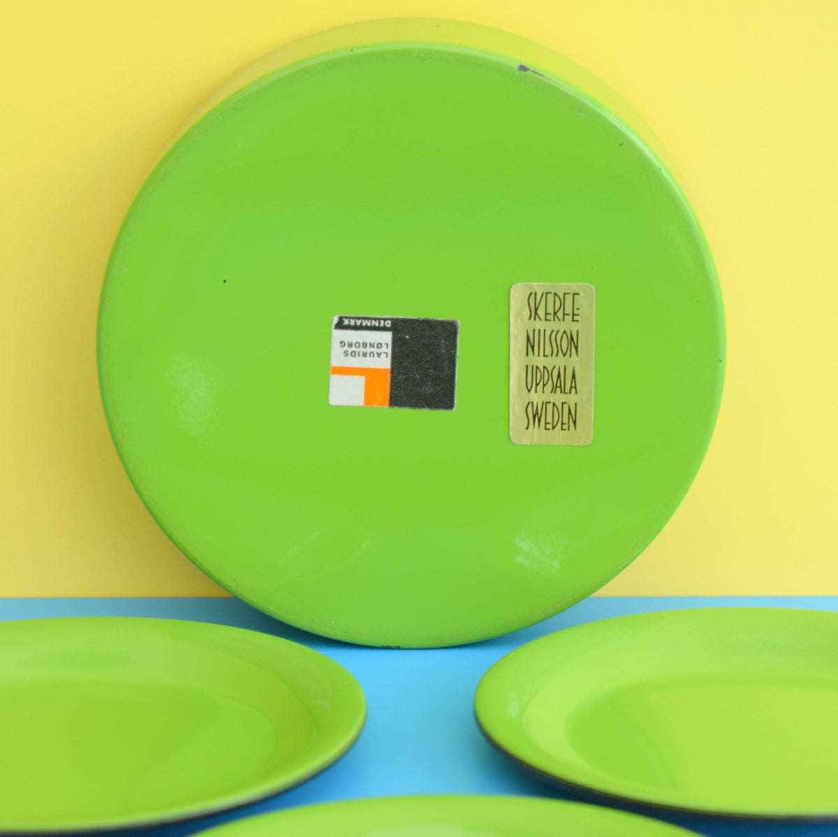 Vintage 1970s Laurids Lonborg Lacquered Coaster Set - Green