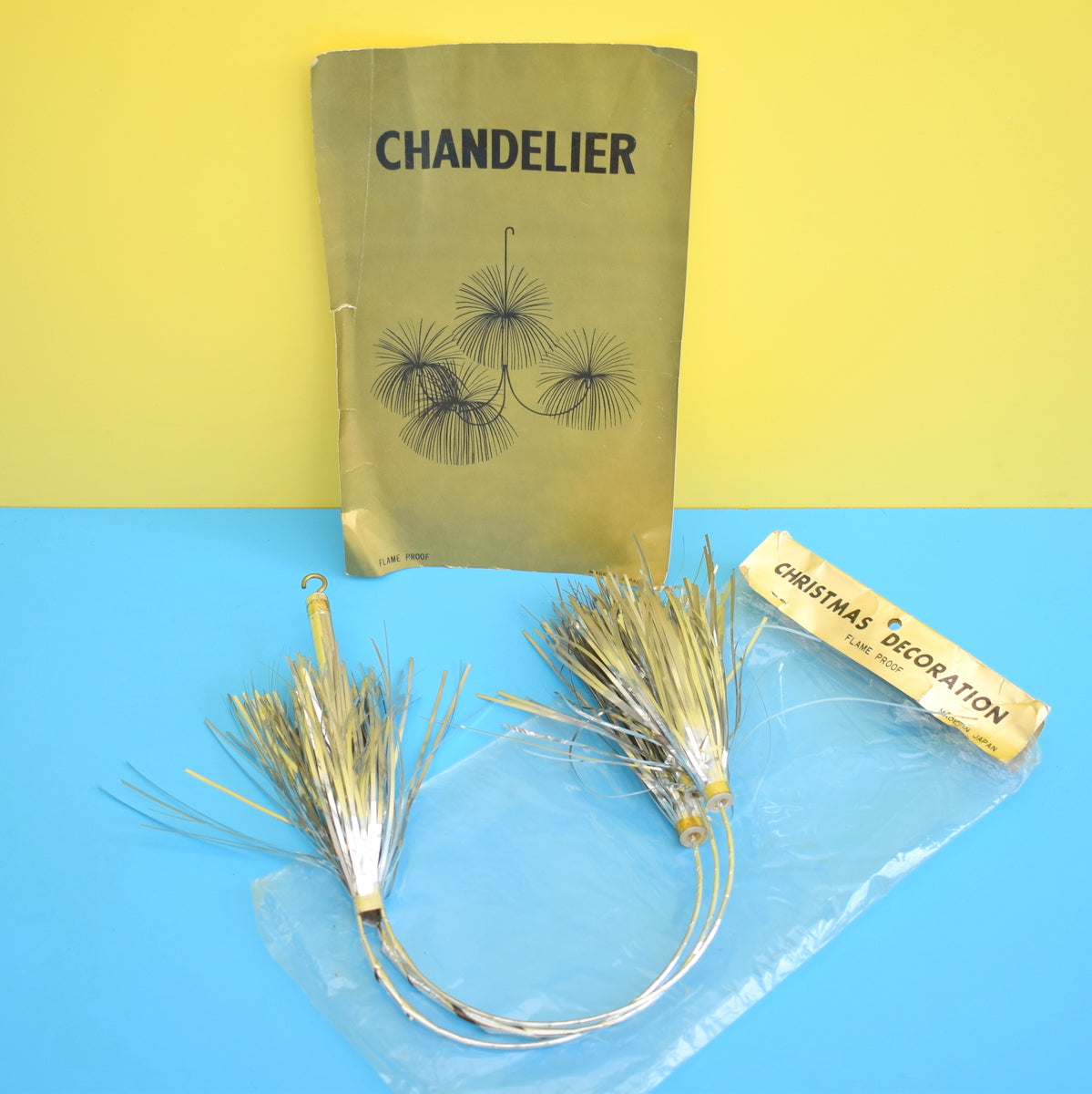 Vintage 1970s Christmas Tinsel Chandelier Mobile Decoration - In Packet