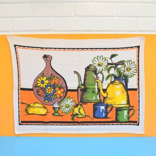 Vintage 1960s Tea Towel - Breakfast - Orange by Vintage