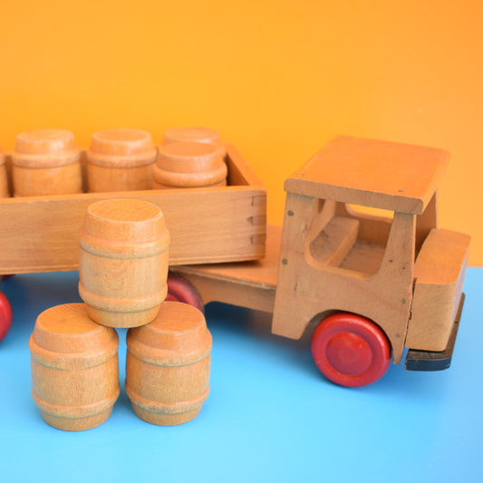 Vintage 1970s Wooden Barrel Lorry / Truck by Pineapple Retro