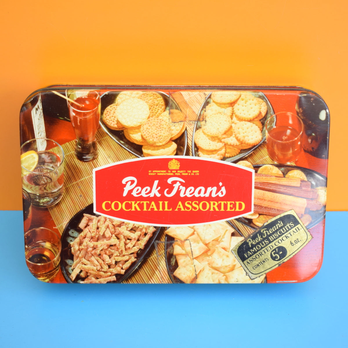 Vintage 1970s Tin - Cocktail Biscuits - Peek Freans