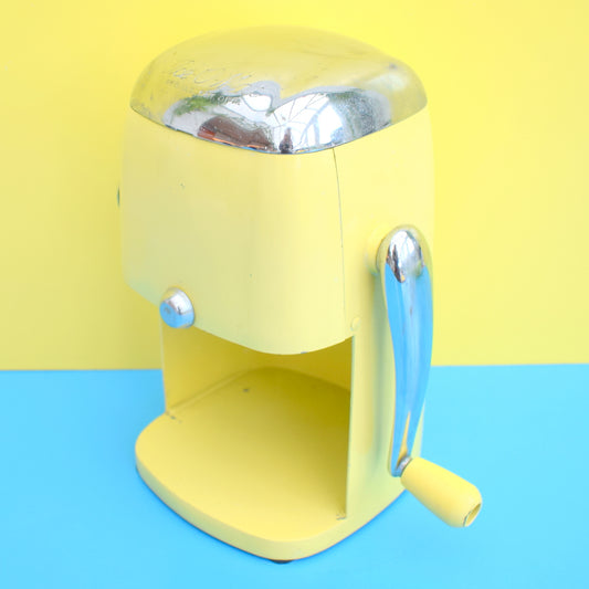 Vintage 1950s American Ice-O-Mat Ice Crusher Machine - Chrome & Lemon Yellow