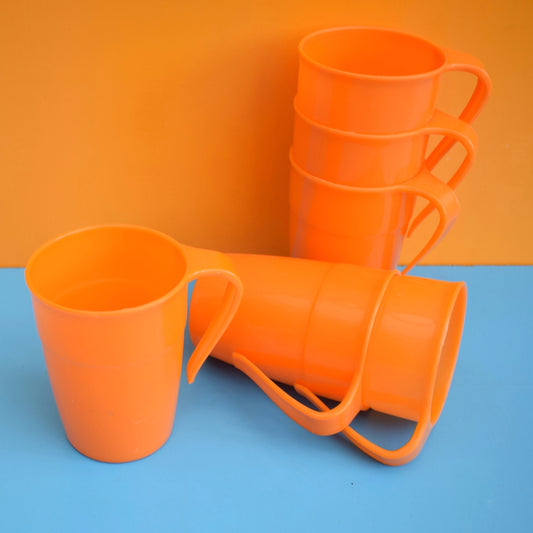 Vintage 1970s Stacking Plastic Mugs -Orange by Vintage