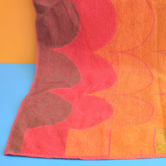 Vintage 1960s Cotton Bath Towel - Geometric - Orange by Pineapple Retro