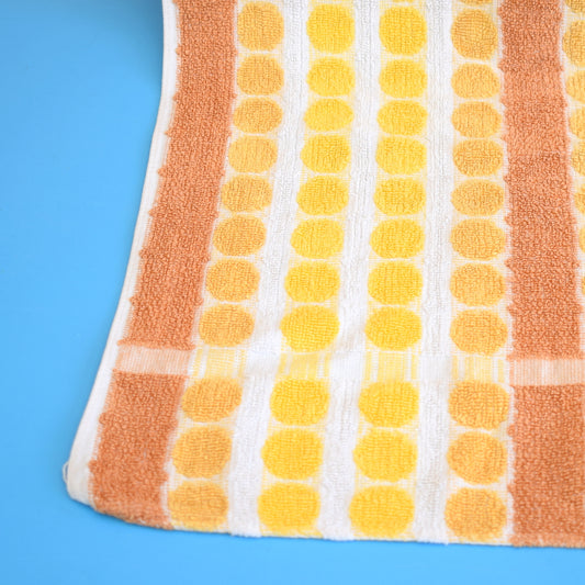 Vintage 1960s Cotton Bath Towel - Spots - Yellow by Pineapple Retro
