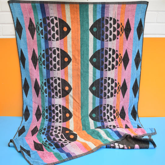 Vintage 1970s Cotton Bath Towel - Fish by Pineapple Retro
