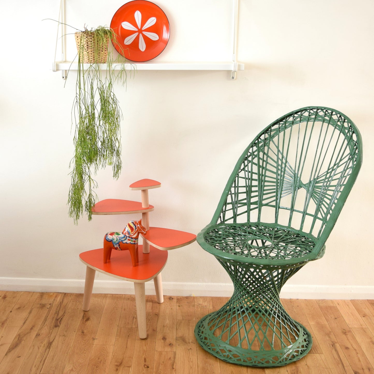 Vintage Fibreglass Strand Chair - Russell Woodard - Dark Green