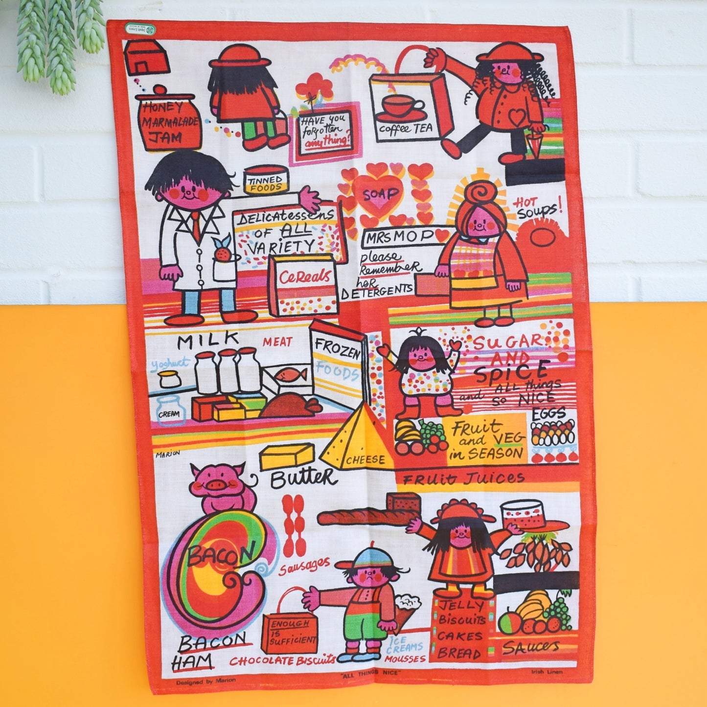 Vintage 1970s Tea Towel - Marion All Things Nice by Vintage
