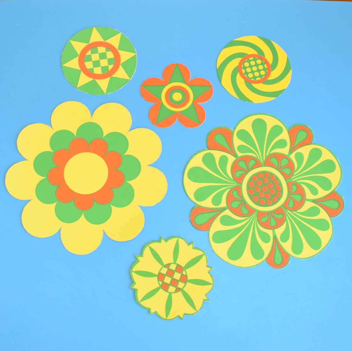 Vintage 1970s Stickers - Jan Pienkowski - Flower Design- Green