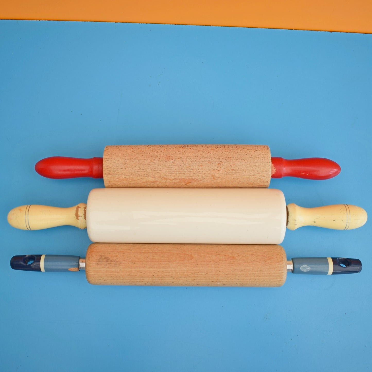 Vintage 1960s Rolling Pins- Skyline / Nutbrown by Pineapple Retro