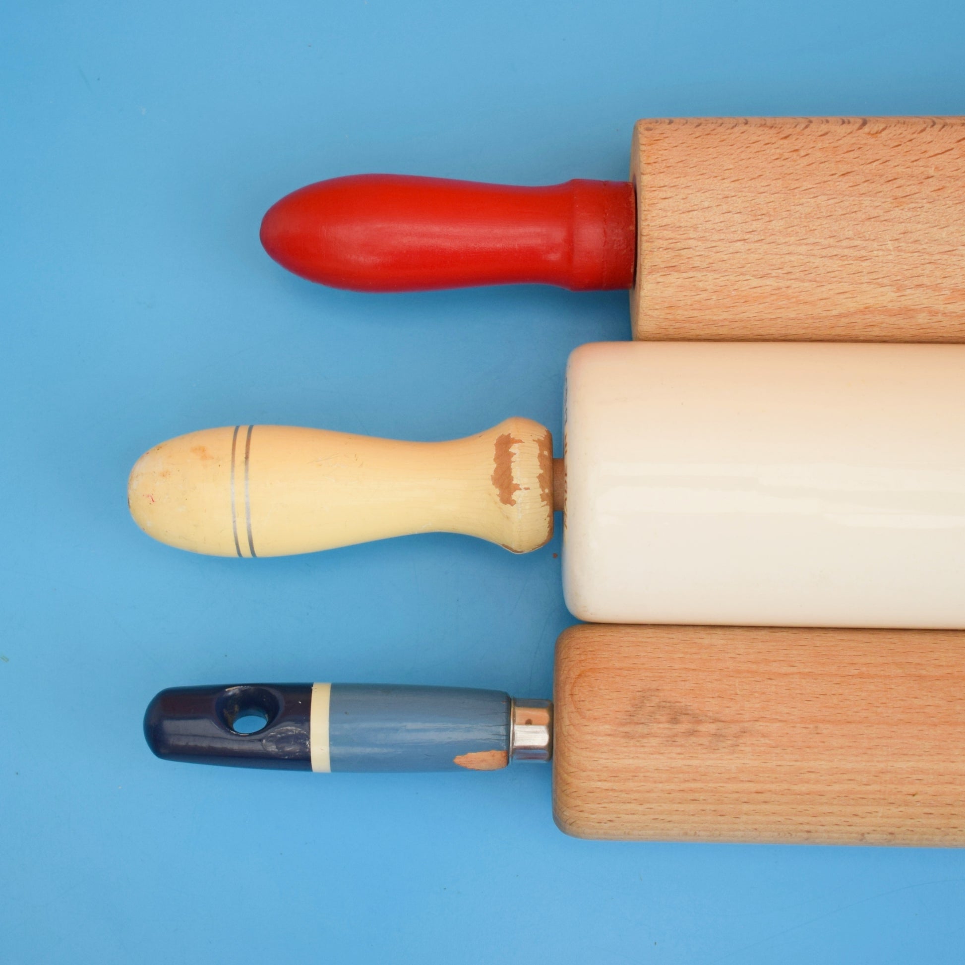 Vintage 1960s Rolling Pins- Skyline / Nutbrown by Pineapple Retro