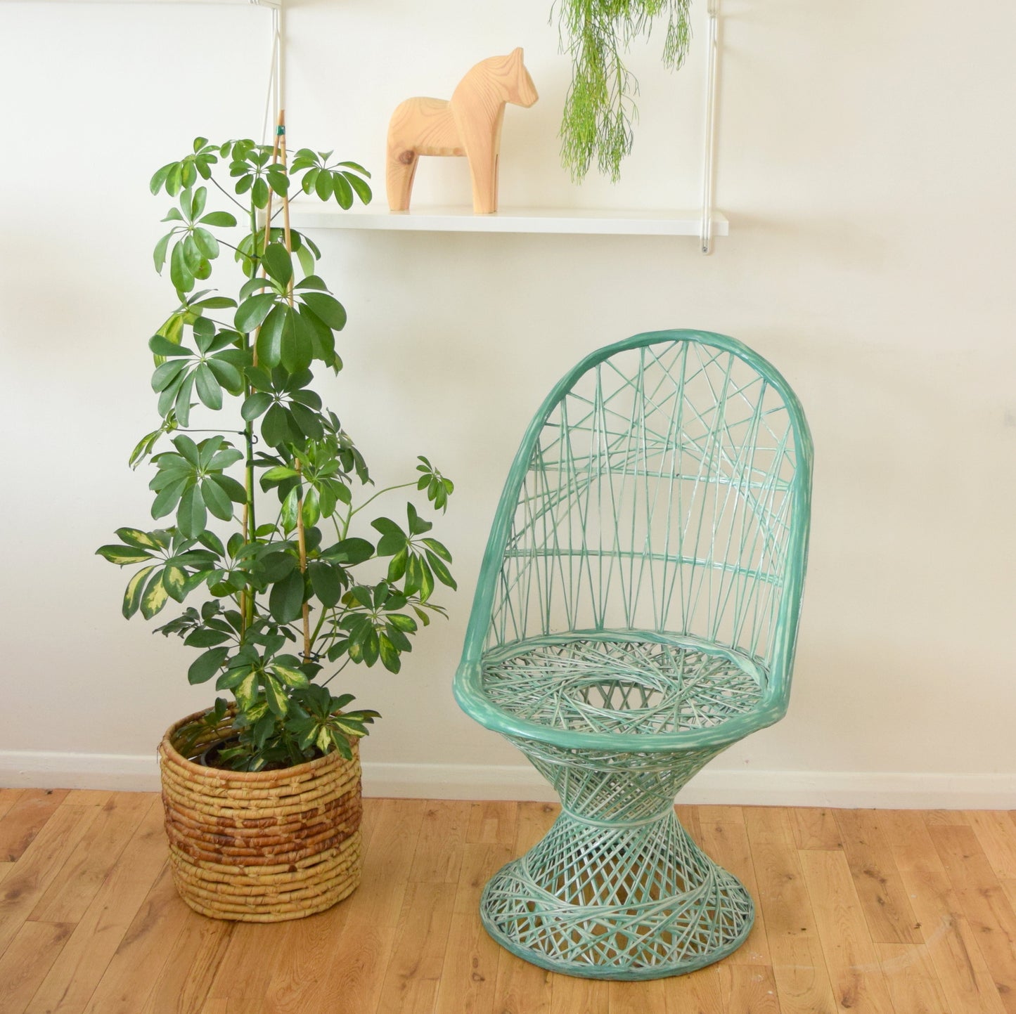Vintage Fibreglass Strand Chair - Russell Woodard - Light Green