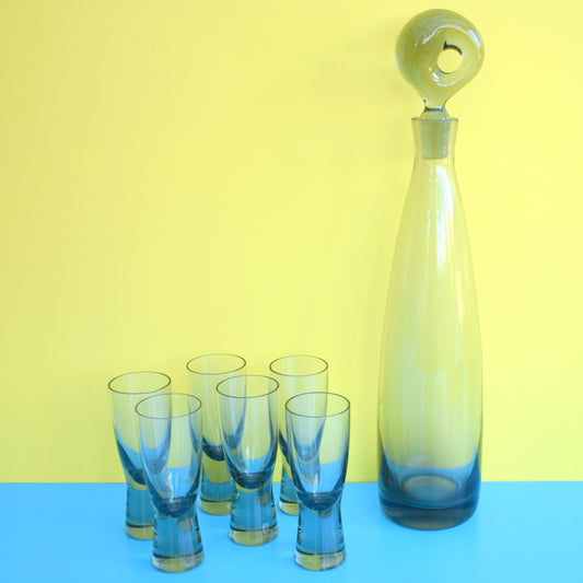 Vintage 1950s Aristocrat Decanter / Canada Glasses Set By Per Lutken - Smoked Glass