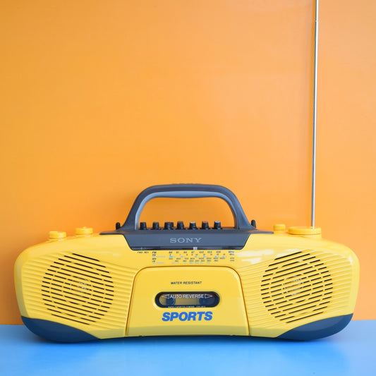 Vintage 1980s Sony Sports Boombox - Yellow by Pineapple Retro