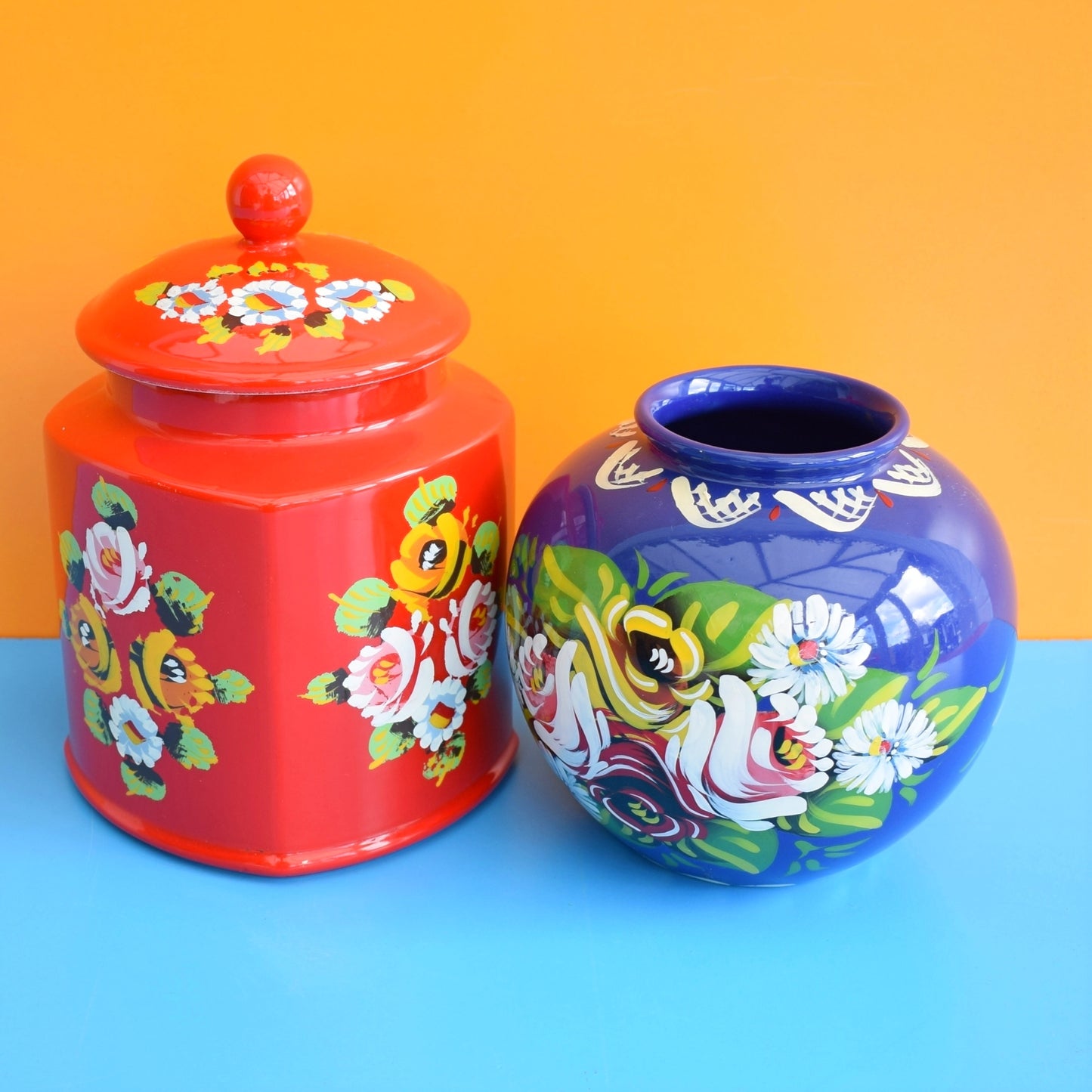 Vintage 1980s Ceramic Hand Painted Barge Ware by Pineapple Retro