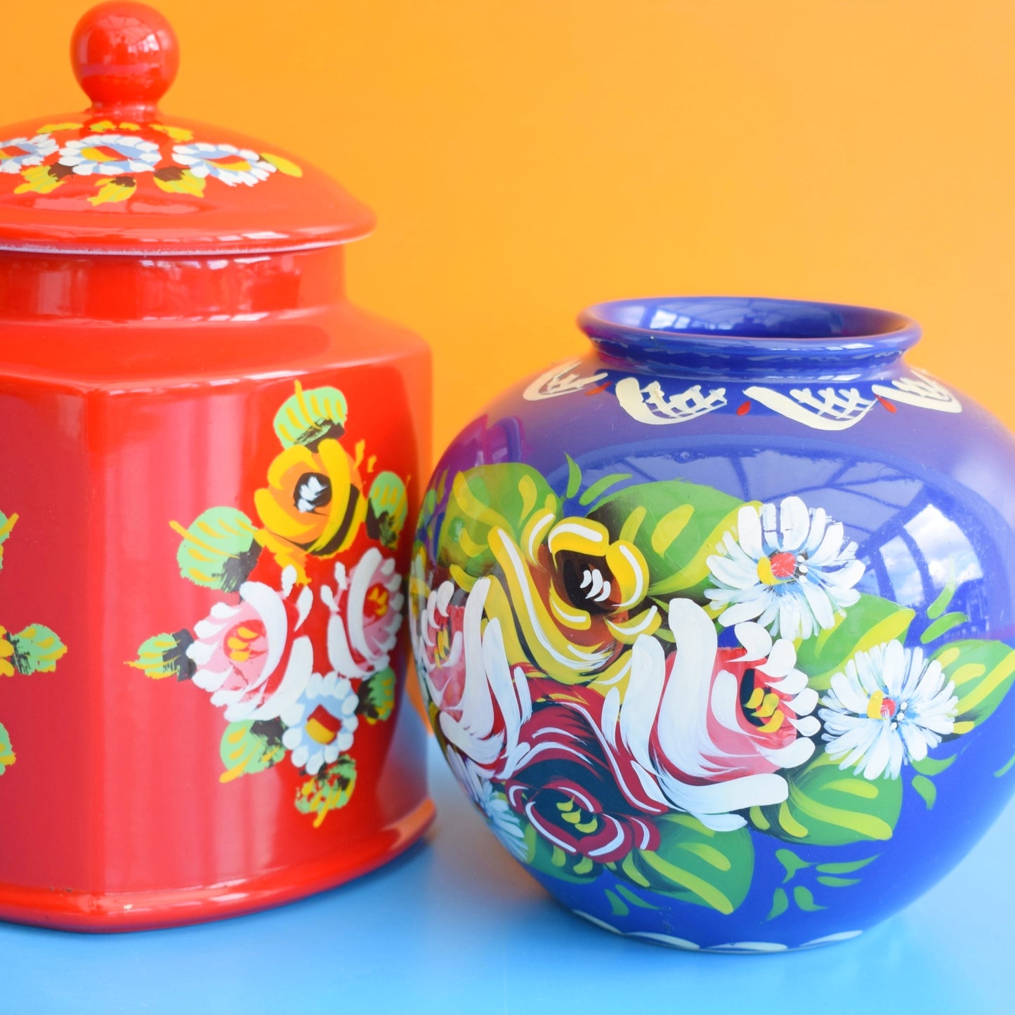 Vintage 1980s Ceramic Hand Painted Barge Ware by Pineapple Retro
