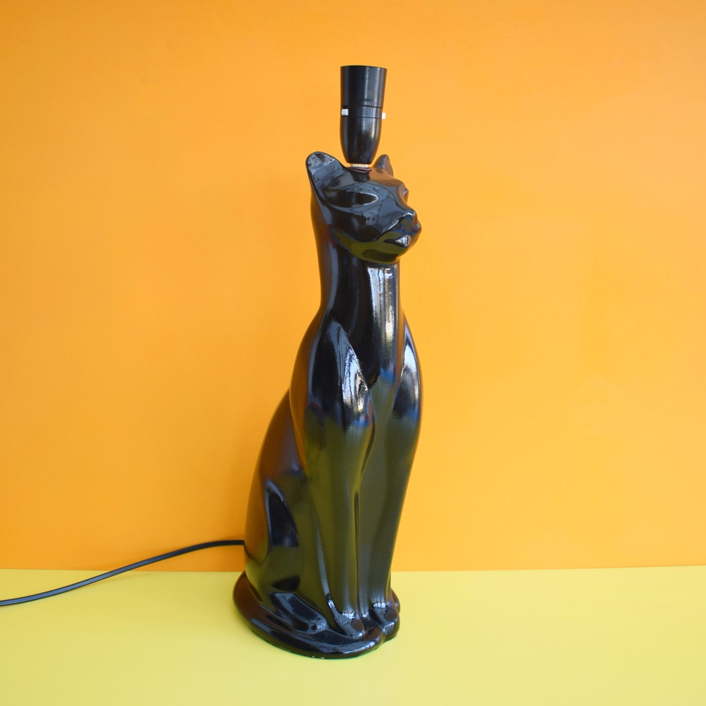 Vintage 1950s Cat Lamp - Heals Cat Style - Black by Vintage