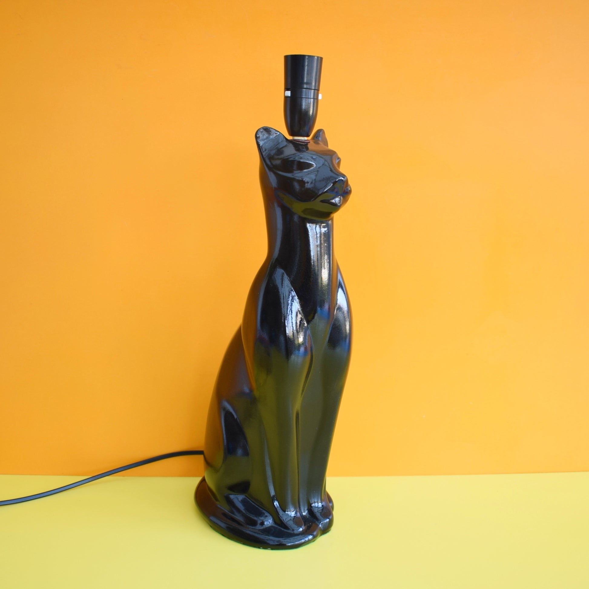 Vintage 1950s Cat Lamp - Heals Cat Style - Black by Vintage