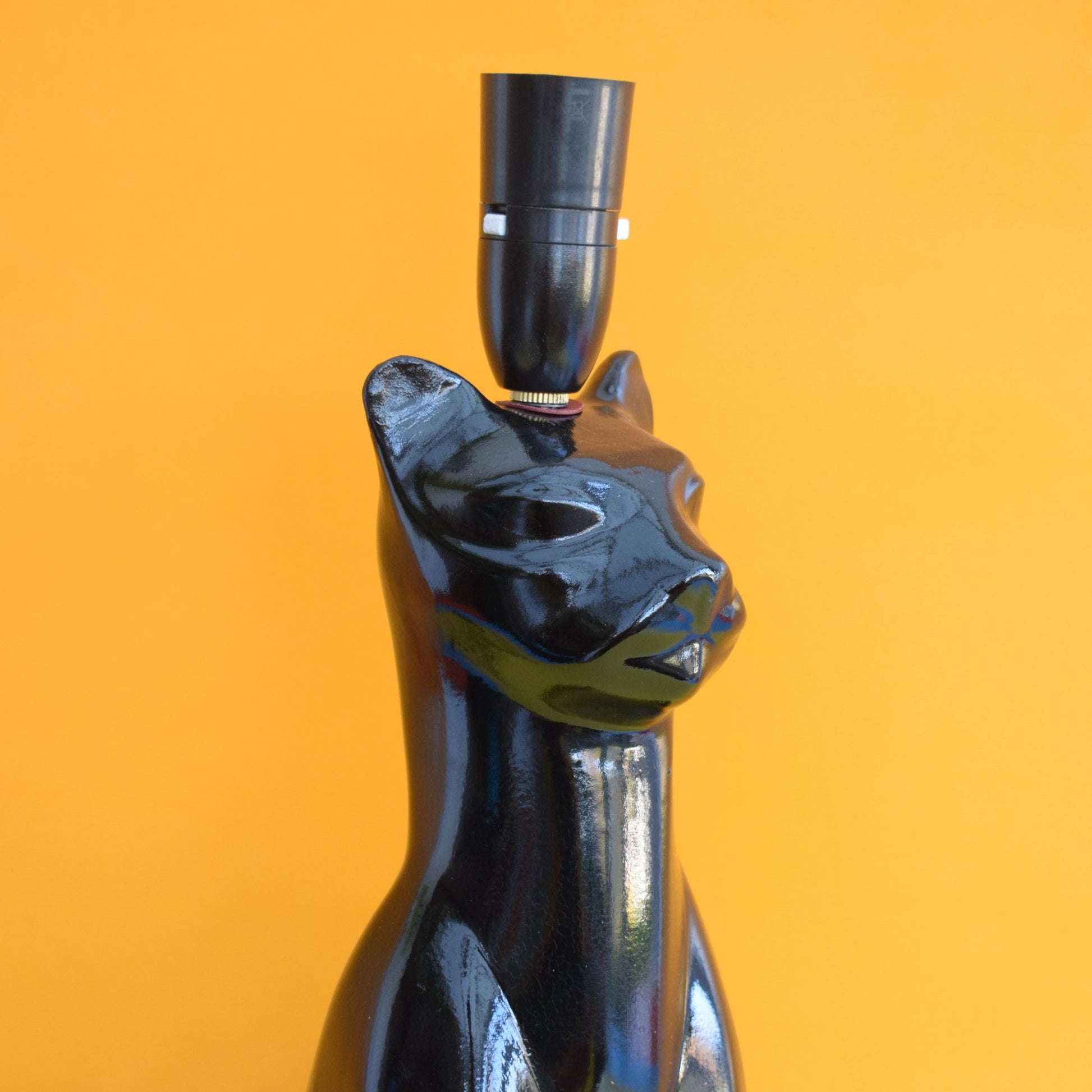 Vintage 1950s Cat Lamp - Heals Cat Style - Black by Vintage