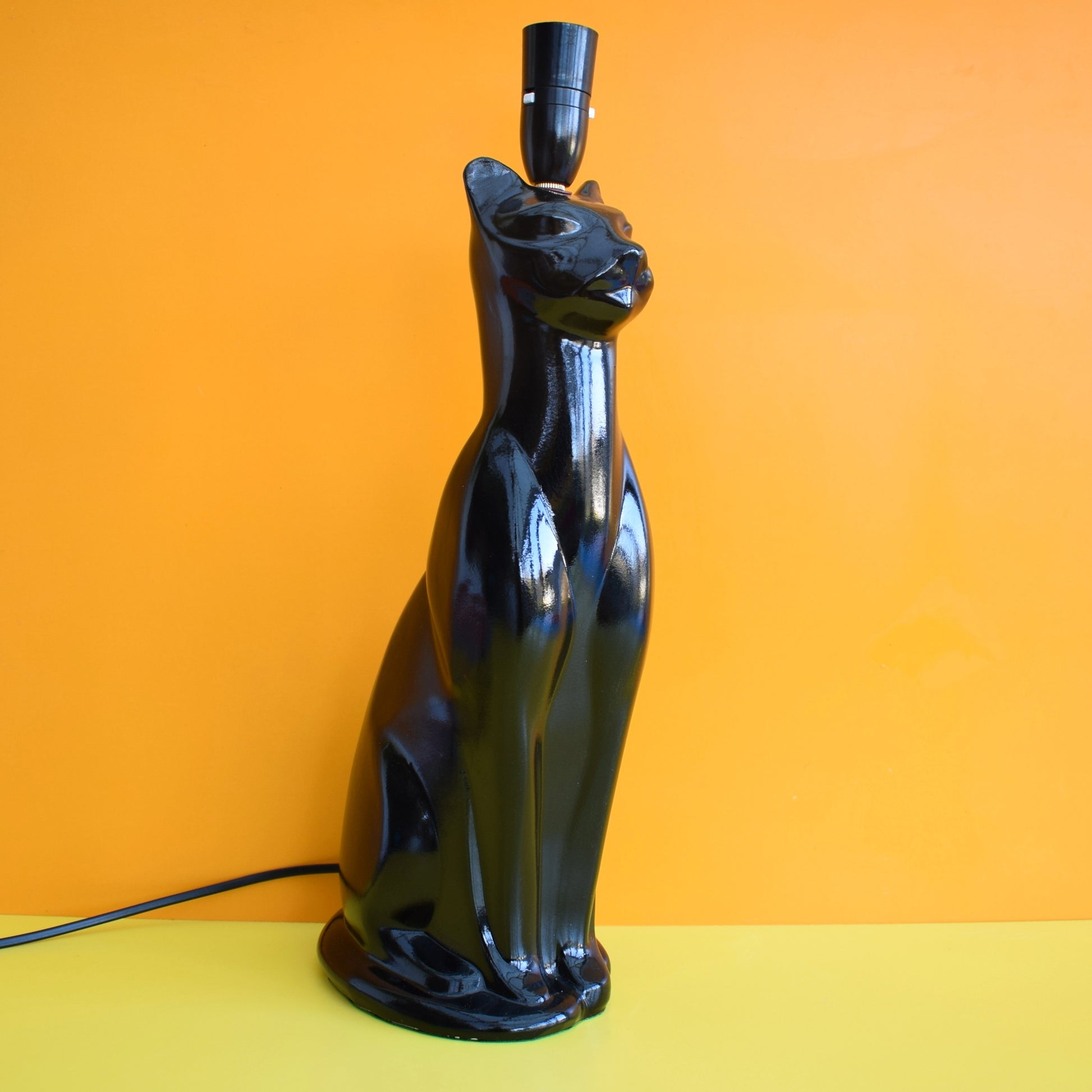 Vintage 1950s Cat Lamp - Heals Cat Style - Black by Vintage
