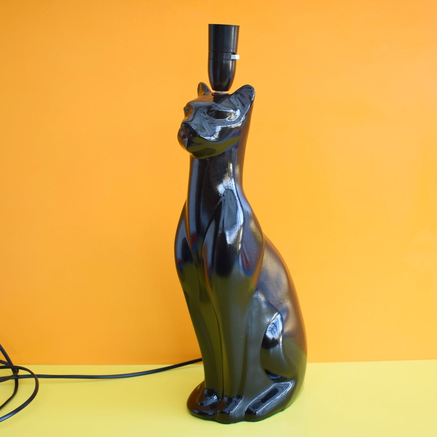 Vintage 1950s Cat Lamp - Heals Cat Style - Black
