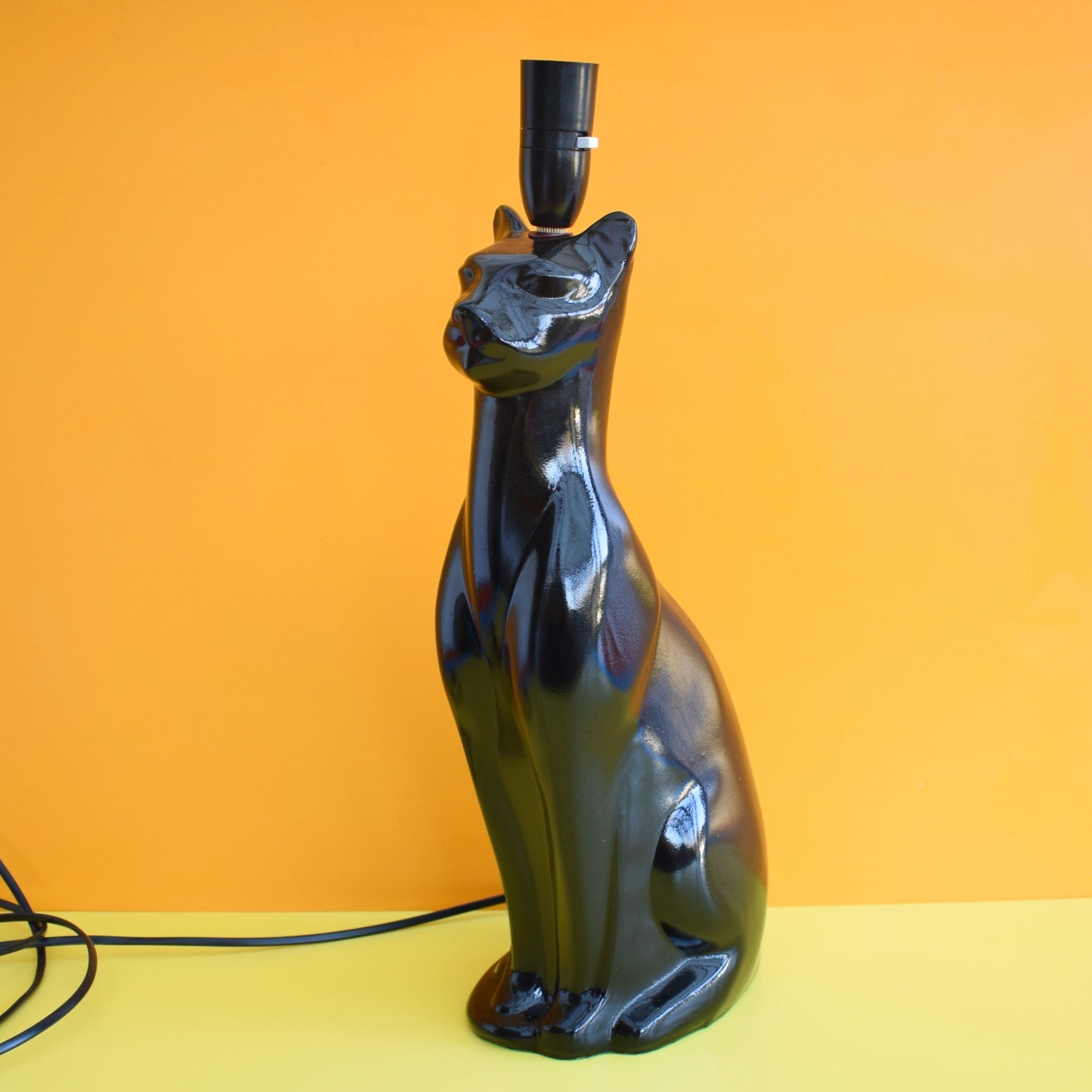 Vintage 1950s Cat Lamp - Heals Cat Style - Black by Vintage