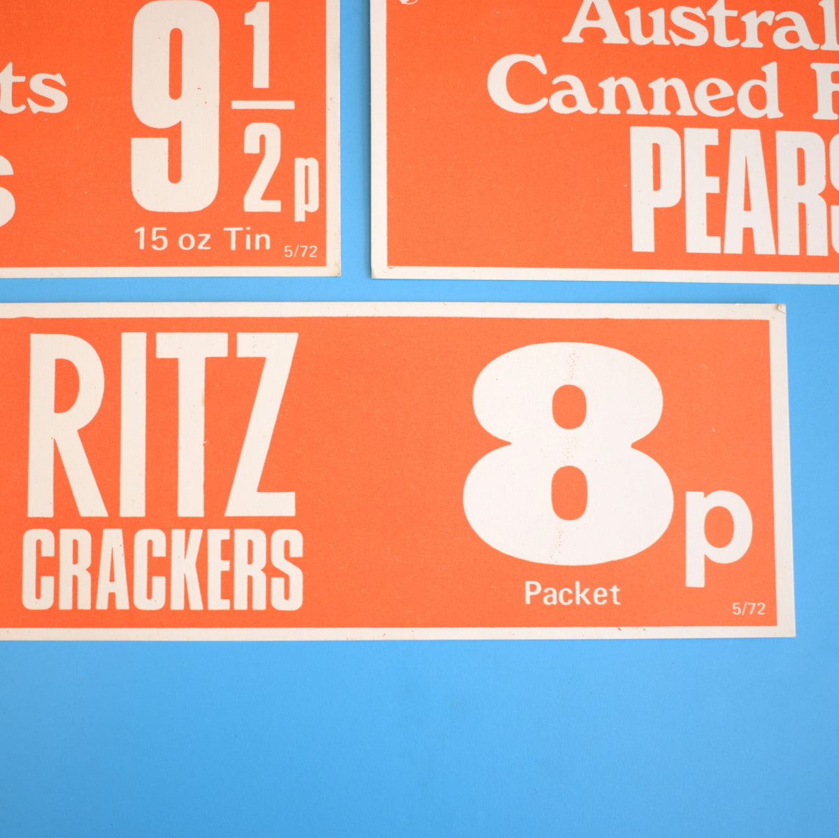 Vintage 1970s Retail Counter Signs - Food