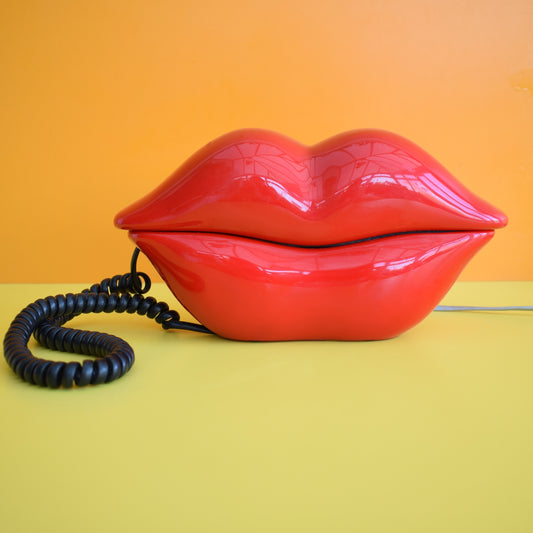 Vintage 1980s Phone - Fully Working - Red Lips by Pineapple Retro