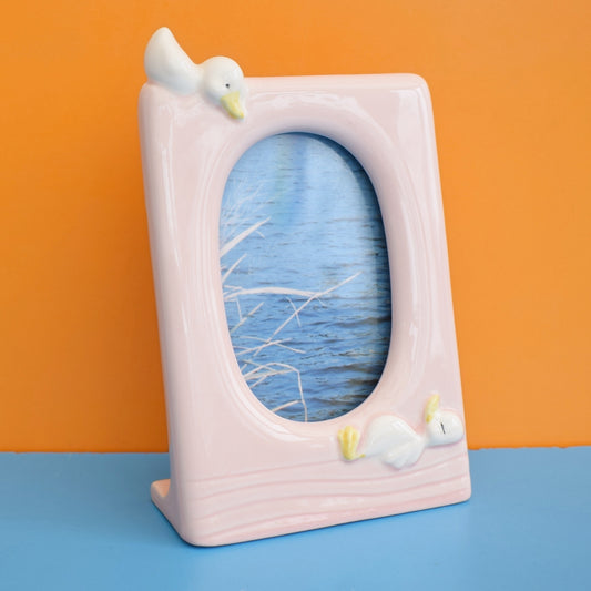 Vintage 1980s Ceramic Picture Frame - Pink by Vintage
