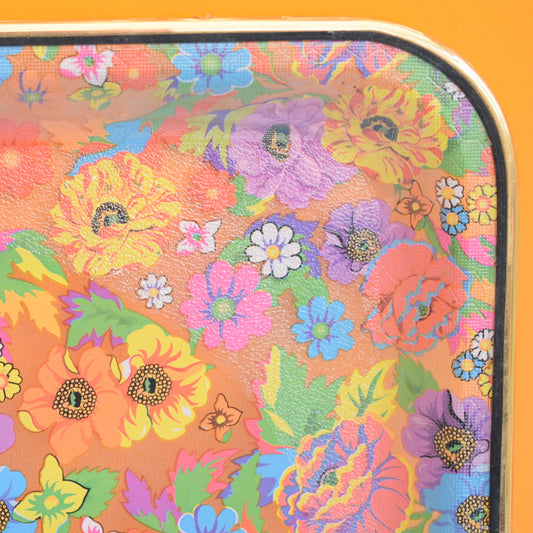 Vintage 1960s Unusual Plastic Tray - Transparent Flowers by Vintage