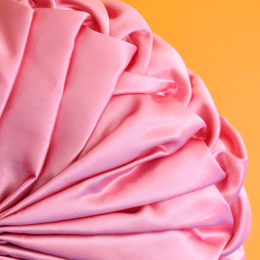 Vintage 1970s Cushion - Round, Pleated - Pink by Pineapple Retro