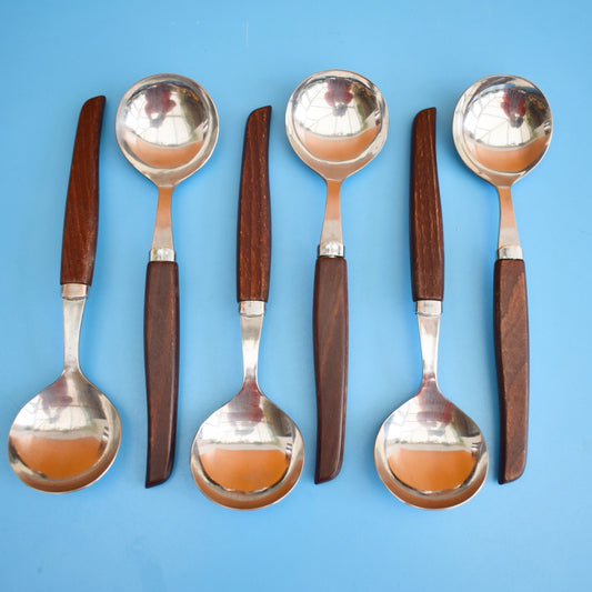 Vintage 1960s Teak Glosswood Soup Spoons