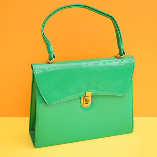 Vintage 1960s Patent Handbag - Emerald Green