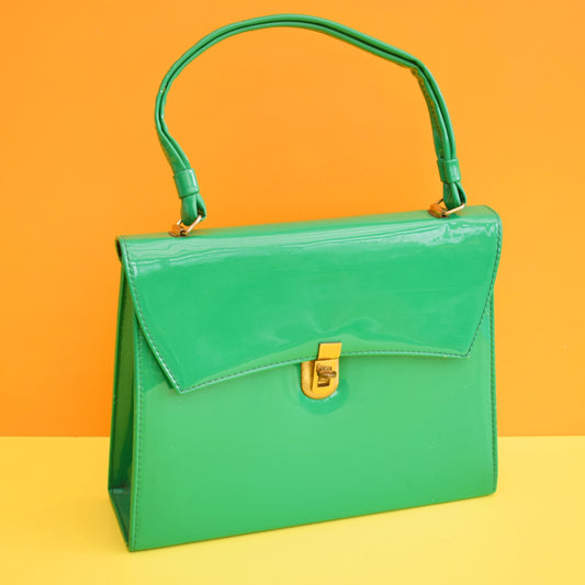 Vintage 1960s Patent Handbag - Emerald Green by Pineapple Retro