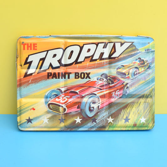 Vintage 1960s Set Of Paints In Tin - Trophy Car Racing by Pineapple Retro