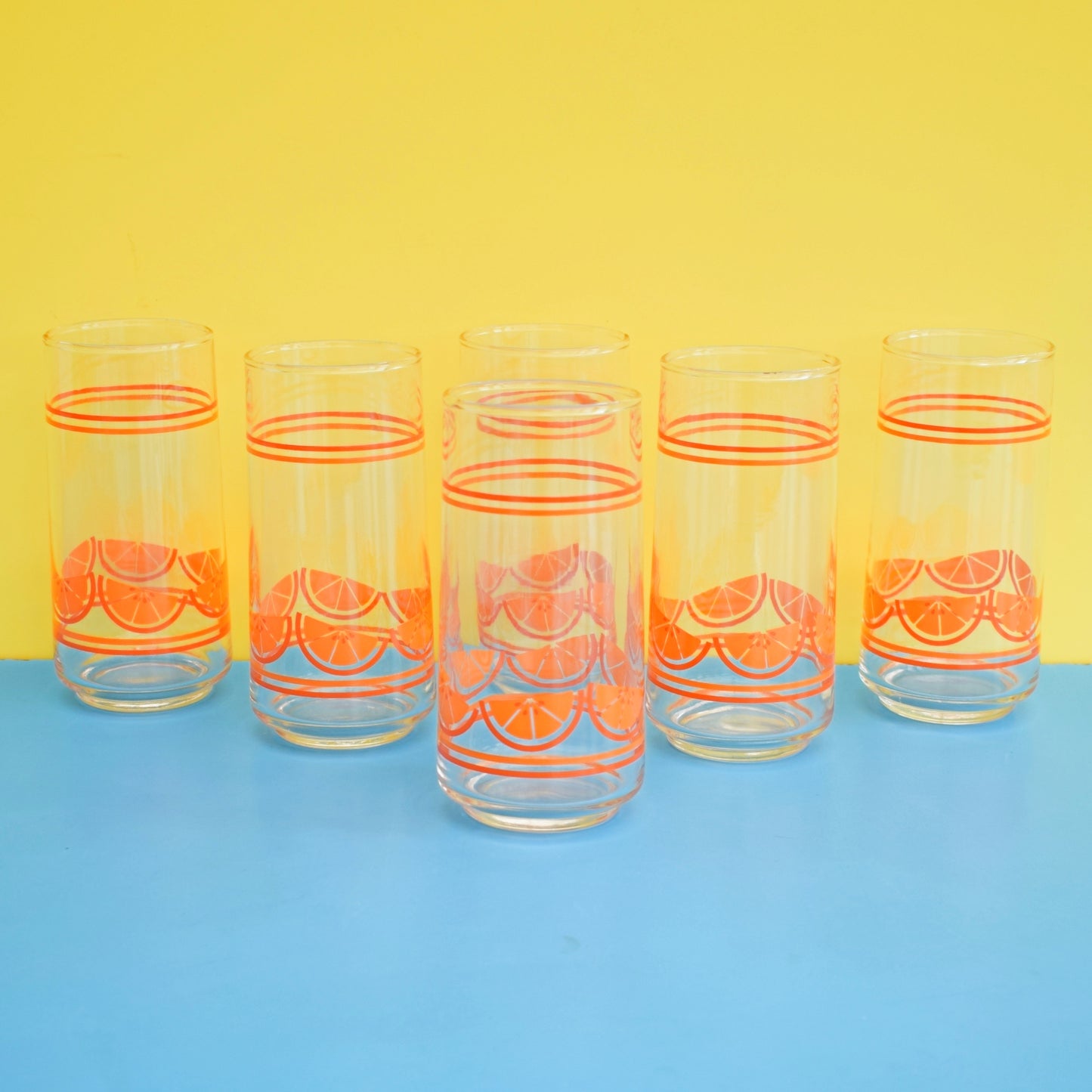 Vintage 1970s Glasses - Libbey Orange Slices 6 by Vintage