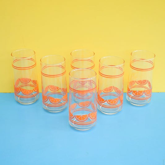 Vintage 1970s Glasses - Libbey Orange Slices 6