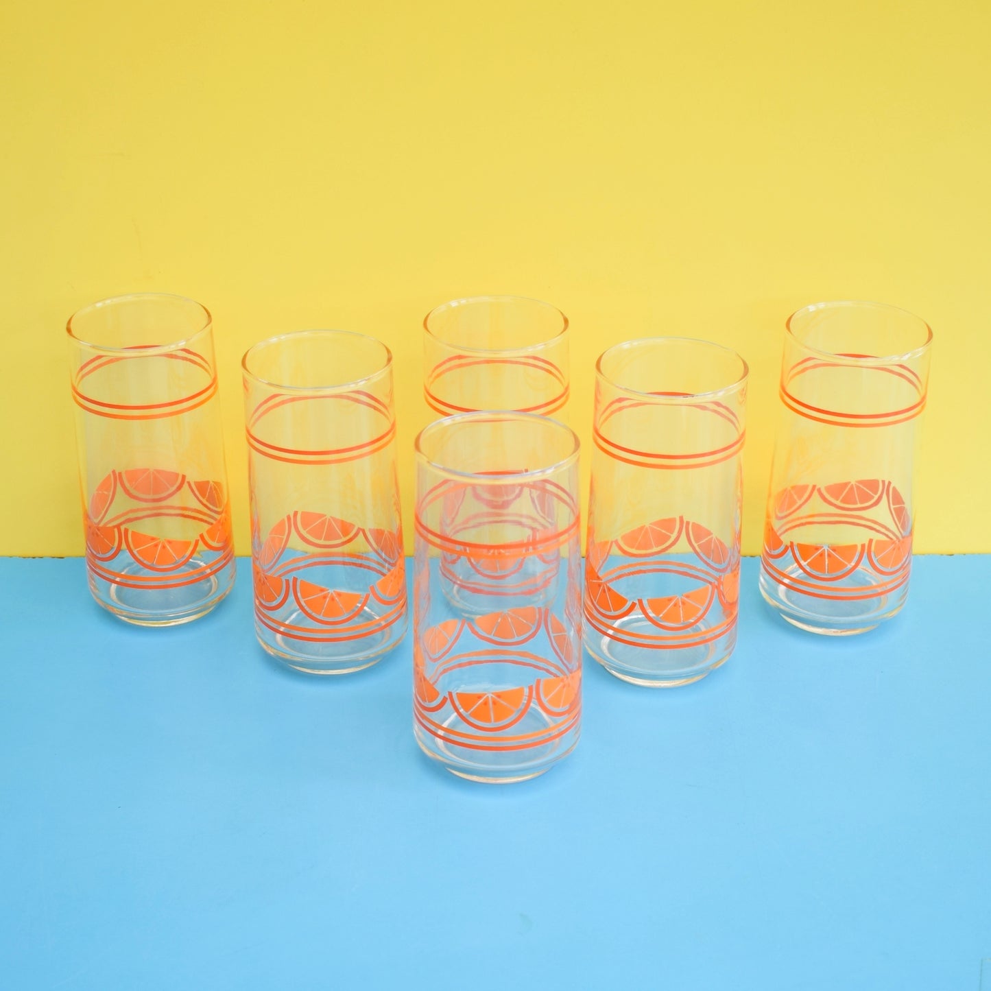 Vintage 1970s Glasses - Libbey Orange Slices 6 by Vintage