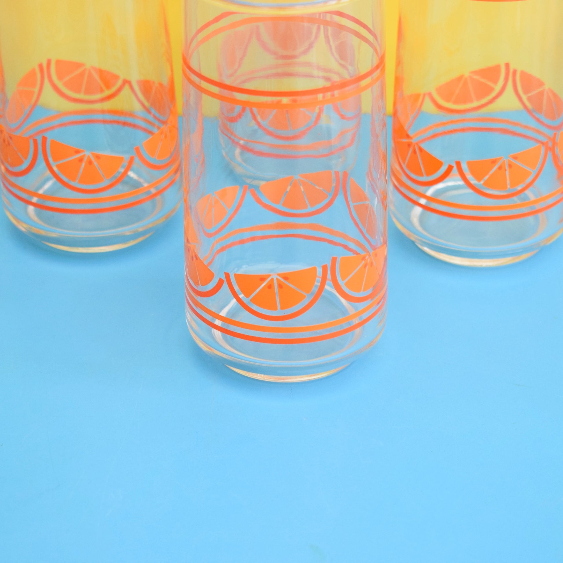 Vintage 1970s Glasses - Libbey Orange Slices 6 by Vintage
