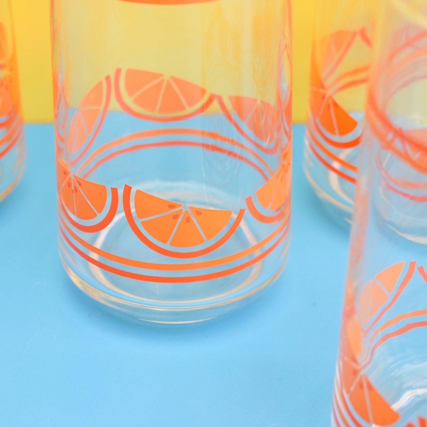 Vintage 1970s Glasses - Libbey Orange Slices 6 by Vintage