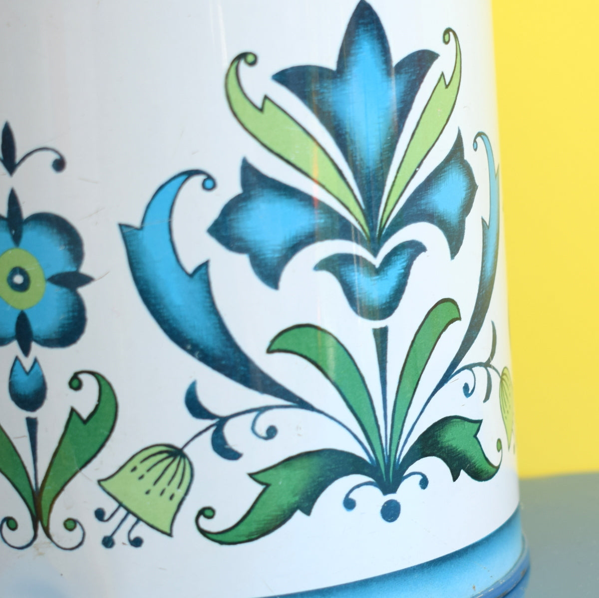 Vintage 1970s Flower Power Tin Canisters - Blue