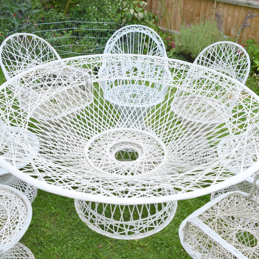 Vintage Fibreglass Strand Large Dining Table - Russell Woodard - White