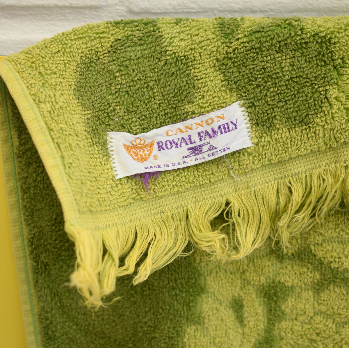 Vintage 1960s Cotton Bath Towels - Green