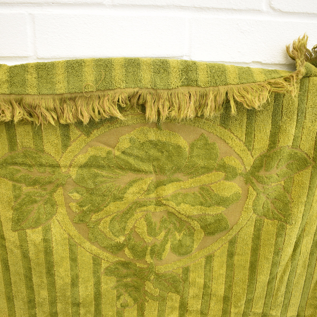 Vintage 1960s Cotton Bath Towel - Moss Green