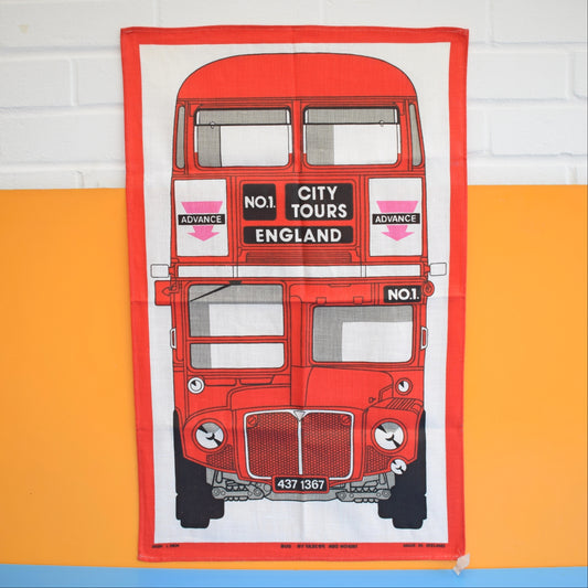 Vintage 1970s Tea Towel - London Bus by Vintage