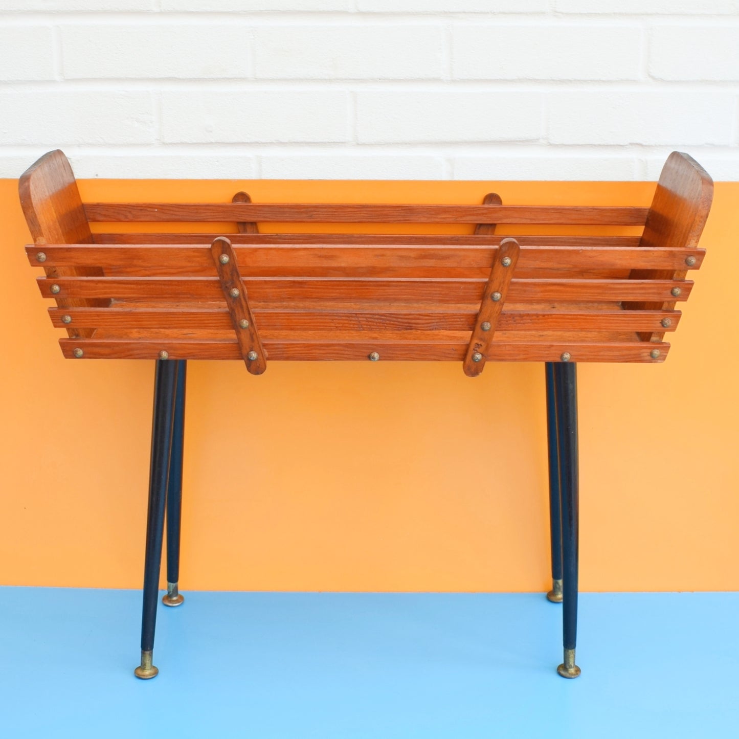 Vintage 1950s Long Teak Planter - Screw In Legs by Pineapple Retro
